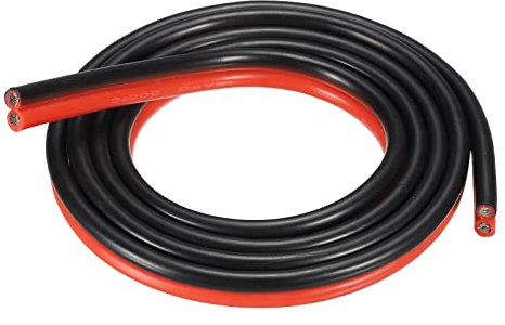 sourcing map 12AWG Kabel 2 Adriges Stromkabel 3,31 mm² Verzinntes Kupferkabel 1 Meter, Elektrischer Draht Kfz Kabel Hohe Temperatur 600V Erdkabel Litzenkabel Verlängerungskabel für Kabelkanal