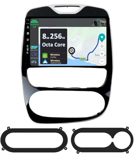 YUNTX [8GB+256GB] Android 14 Autoradio per Renault Clio 4 ZOE(2013-2019)-[Incorporato Carplay/Android Auto/DSP/GPS]-10.1 Pollice IPS 2.5D Touch Screen-CAM+MIC-DAB/AHD Camera/Bluetooth 5.0