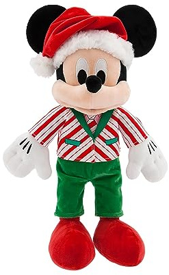 Disney Store Official Mickey Mouse Christmas 2023 Medium Soft Toy, Kids Festive Stuffed Animal Collectable Plush Doll in Candy Cane Costume and Santa Hat, Red, 39 x 29 x 16 cm