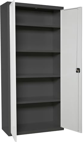 SimonRack Amario Metálico Almacenaje, Armario Multiusos, 4 Estantes, Fácil Montaje, 1800x600x400 mm, Antracita/Blanco