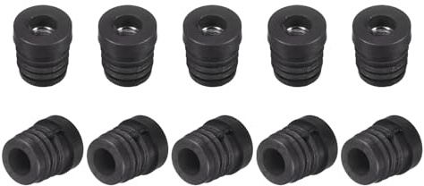 QUARKZMAN 10 Stück Kunststoff-Gewindeeinsätze mit M8-Gewinde, für 19 mm/0,75 Außendurchmesser Rundrohr, verstellbare runde Schwarze Kunststoffstopfen