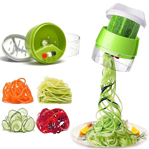 Coupe Légumes,Coupe légume Spiralizer 4 en 1, Spaghettis de Légumes Spiralizer Manuel Multifonction,Spirale de Légumes Trancheuse pour Courgette concombres, courges, courgettes, pommes de terre