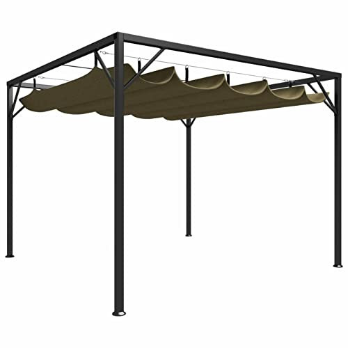 Homgoday Gartenpavillon mit Ausziehbarem Dach Pavillon Überdachung Gartenpavillon Terrassenüberdachung Terrassendach Dach UV-Schutz für Garten Terrasse 3x Taupe 180 g/m²