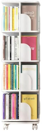 Bücherregal Bücherschrank Um 360° Drehbares Bücherregal Mit Rollen, Bücherregal Aus Dichtebrett, Regal, Bodenstehendes Bücherregal, Einfaches Bücherregal Büroregal Aktenschran ( Color : White , Size :