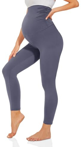 TNNZEET Gravidleggings, hög midja, dam, mammabyxor, gravidleggings, långa, för yoga, Mörkgrå, XL