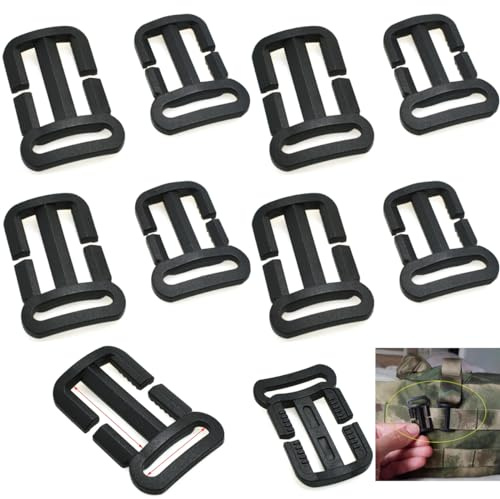 DraCra 10 Pack Tri Glide Slide 1 inch + 3/4 Slider Buckle Quik Attach Sternum Strap Adjuster with Guides Loop for Backpack Tactical Bag Vest Belt Dog Collar Harness Outdoor, Black, 3/4x3/4 Or,