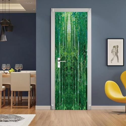Türtapete Selbstklebend 90x200 cm Türfolie Selbstklebend Bambus Türaufkleber Türposter Natürliche Landschaft Türsticker Fototapete 3D Effekt für Schlafzimmer Wohnzimmer Küche 1634A