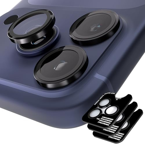 Orzero 3 Sets Camera Lens Protector for iPhone 17 Pro Max/17 Pro, Black