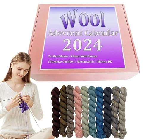 Woll Adventskalender 2024 | Garnhäkel Adventskalender | Adventskalender Aus Wollgarn | Weihnachts Und Garn Adventskalender | Bastel Adventskalender Für Strick Und Häkelliebhaber