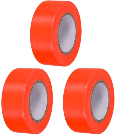 PATIKIL Cinta de señalización 1.2 x148', Paquete de 3 Rollos de Cinta de Marcar de PVC No Adhesiva para Límites de Levantamiento de Árboles en Senderos al Aire Libre, Naranja