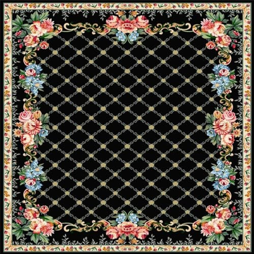 RUGMRZ Rutschmatte Teppich Teppich Wetterfest Wohnzimmer waschbarer Esszimmerteppich blau-rosa Blumendesign Antifouling Fleckerlteppich 60X90CM