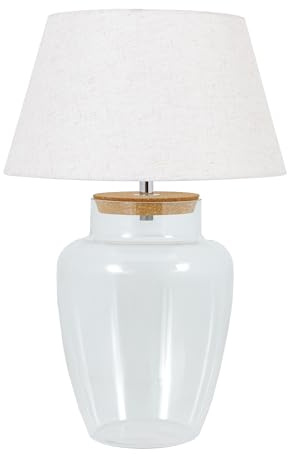 Riess Ambiente Befüllbare Tischlampe Classico - 75cm - weiß transparent - Glas mit Leinenschirm