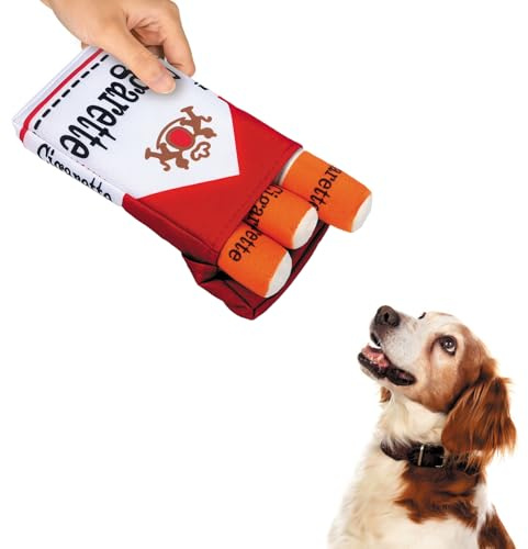 QHSXMQ 3 Stück Hunde Zigaretten Spielzeug mit Einer Box,Hundespielzeug Zigarette, Interaktives Hundespielzeug, Plüsch-Hundespielzeug, Kleine Hunde und Mittelgroße Hunde, Welpenspielzeug für Welpen