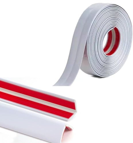 Zayejod Cornière PVC,2x2cm Revêtements d'angle Autocollant Plinthe Souple Protection d'angle Bordure d’angle de Mur Bande Décorative pour Plans de Travail,Carrelage, Coin de Mur,Meubles,Blanc 10M