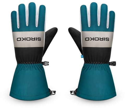 SIROKO Guantes térmicos para esquí esquí y Nieve Misty Green Ducky Azul