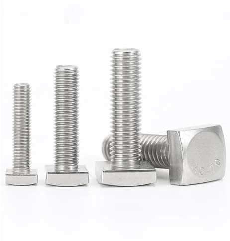 KSeSii Vis à tête carrée en Acier Inoxydable M4 M5 M6 M8 M10 M12 304 A2, Boulon de Machine à tête carrée en Forme de Quadrate, 1 à 10 pièces, GB35(10mm,M6-5pcs)
