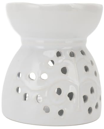 Candelador de Luz de té de Cerámica Blanca, Quemador de Cera, Difusor, Decoración del Hogar para Velas de Luz de té, Aceites Esenciales, Ideal para Ambiente Doméstico