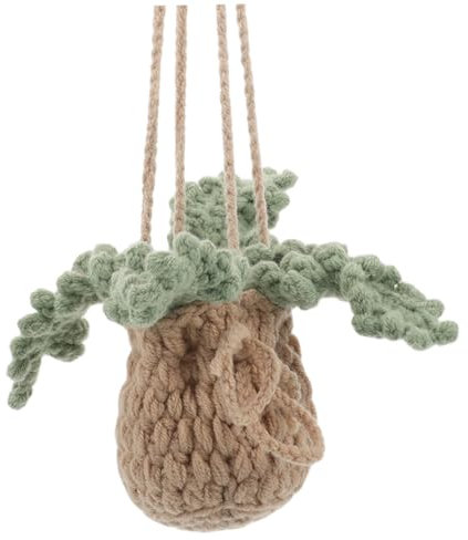 2pcs Crochet Car Mirror Hanging Ornament Creative Handwoven