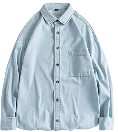 Giacca di Jeans Uomo, Giubbini Primaverili Uomo, Slim Fit Trucker Vintage Cotone Cowboy Top Cappotto Camicia Jeans con Tasca Stretta vestibilità Regolare Giacca da Lavoro per Il Tempo Libero