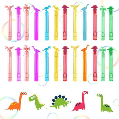 GGUFAY 24 Stück Seifenblasen Dinosaurier Packung Bunte Bubbles,Seifenblasen mit Dinosaurier Design,Mitgebsel Kindergeburtstag Kleine Geschenke für Kinder,Keine Flüssigkeit(6 Farben)