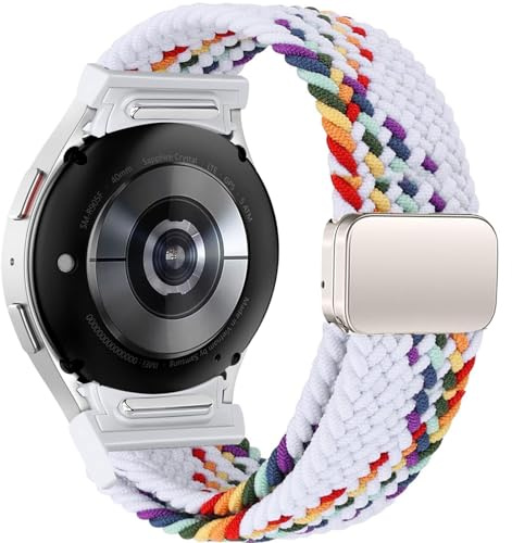 Issinlky No Gap Nylon Flätat armband Kompatibel med Galaxy Watch 7/FE/6/5/4 40mm 44mm, Elastiskt Magnetiskt Spänne armband för Galaxy Watch 6 Classic/4 Classic/5 Pro Herren Damen