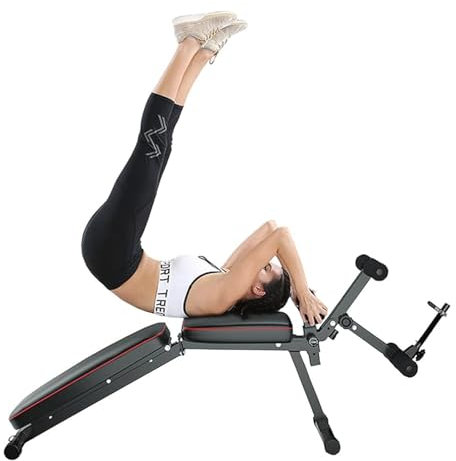 VCYEX Adjustable Bench,Mit ZusäTzlichem Zugseil,Fitness-SchräGbank aus Holz Mit Balancebrett,Multifunktions-HantelbäNke FüR Krafttraining Tragkraft 250 KgBlack,162X111X48cm
