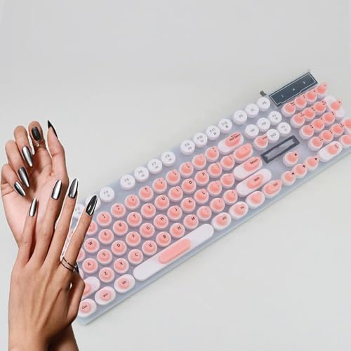 Se7enline Keyboard Sticker for Long Nails Letters Raised Keyboard Bubbles | with Number Key Reusable Keycaps Adhesive Protective Type Long Nail Art Keyboard Stickers for Desktop for Apple /HP/Dell,Pink