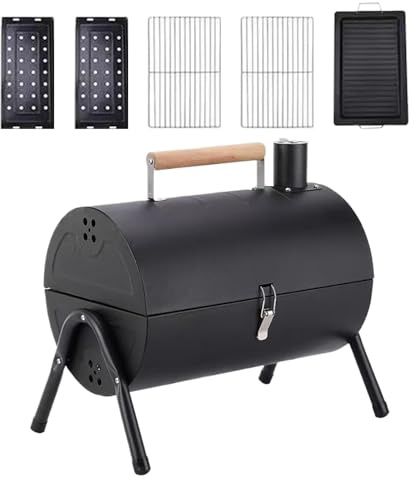 Parrillas De Barril - Ahumador Barbacoa Portátil - Barbacoa de Barril Ligera y Ventilada para Terraza, Jardín, Balcón, Camping, Patio y Picnic