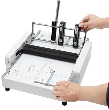 Fenjidrop A3 Folding Binding Machine, 2-in-1 60W A3 Booklet Maker, Spiral Bound Machine, 300 Books/Hour Book Printing Machine, Max 20 Sheets Edge Binding, for Office, School, Print Stores（110V）