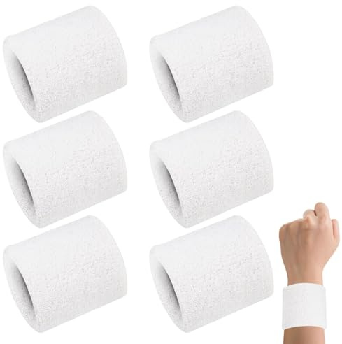 Schweißbänder für Kinder, Schweißband, Sportschweißband, saugfähiges Sportarmband, elastisches Baumwollarmband für Fitnessstudio, Basketball, Fußball, Tennis, Laufen, Sport, 6 Stück
