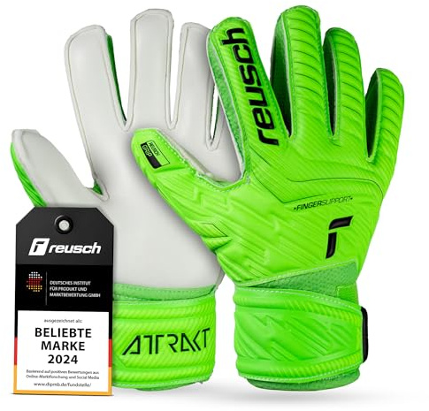Reusch Torwarthandschuhe Kinder Jugendliche | Fingerschutz | zuverlässiger Grip & Atmungsaktivität | für Training & Spiel | Kunstrasen & Naturrasen | Größe 4-8 | Attrakt Grip Finger Support Junior | atmungsaktiv, für Training & Spiel, geeignet für Kunstrasen & Naturrasen, Größe 4-8, Attrakt Grip Finger Support Junior