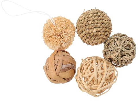 Mobestech 5 Stück Geflochtene Strohballen Spielzeug aus Naturmaterial für Kaninchen Papageien Haustiere Dekoration Wohnzimmer