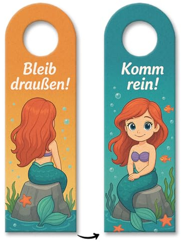 Cartoon Meerjungfrau Bleib draußen! Komm rein! Türhänger für Kinder Lustiges Türschild für Kinderzimmer mit Meerjungfrau-Motiv