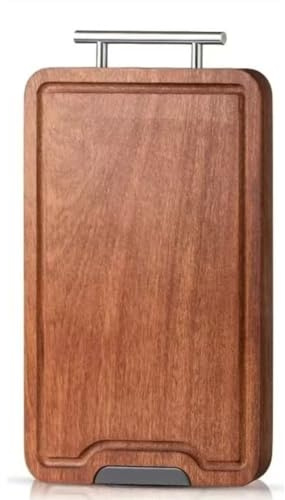 FACAIIO Planche à découper en bois d'ébène avec rainure pour jus, bloc de boucher extra large et épais pour cuisine et service de charcuterie