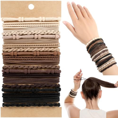Boho Haargummis Damen, 20 Stück Geflochtene Zopfgummis, Elastische Haargummi Armbänder Set, Stretch Haargummi, Haarschmuck, Haar Accessoires für Frauen Mädchen Dünnes Dickes Mittleres Langes Haar