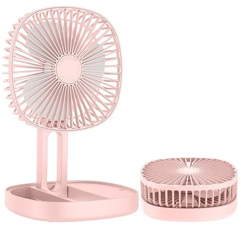 ENEN Ventilador de Escritorio USB, Portátil Ventoinha Escritorio 3 Velocidades Mini Ventilador de Mesa Silencioso para Cocina, Dormitorio, Viajes, Oficina, Interior y Exterior (Rosa,17x28cm)