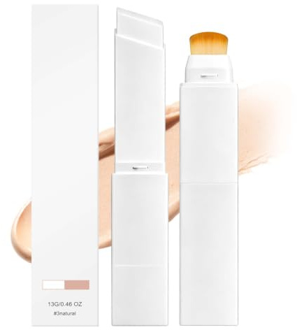 2 Stück Foundation Stick mit Pinsel,2-in-1 Farbwechselnder Foundation Stick, Multifunctional FoundationStick für Reife Haut,2-in-1 Make-up Stick für natürlichen Strahlen,für Alle Hauttypen
