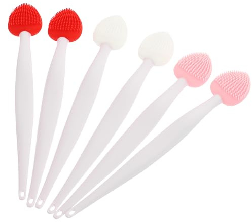 Doppelseitige Nasenbürste aus Silikon, 6 Stück-pack, Tragbar | Lippenpeeling, Leichte Form, Ergonomisch Gestaltet, für Präzise Reinigung, Unterwegs und Zuhause