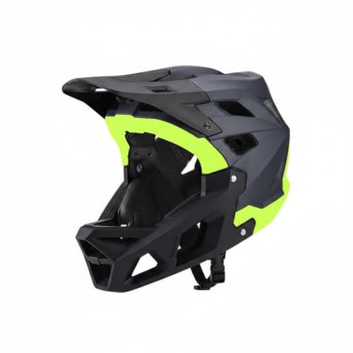 Fzaqwen Adult Bike Headgear Mountain Bike Helmet Full Face Downhill Helmet Men Women PC Impact orbing Foam Guard Comfort Padding suitable for downhill riding, Titanium Green, M 55-58CM