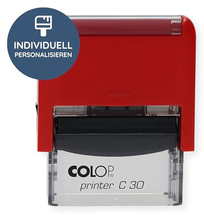 stempel-fabrik – Colop Printer C30 Custom Stempel mit Wunschtext personalisieren – Selbstfärbestempel als Namensstempel, Adressstempel, Firmenstempel & Co zu verwenden (47x18 mm | 5 Zeilen | Blau)