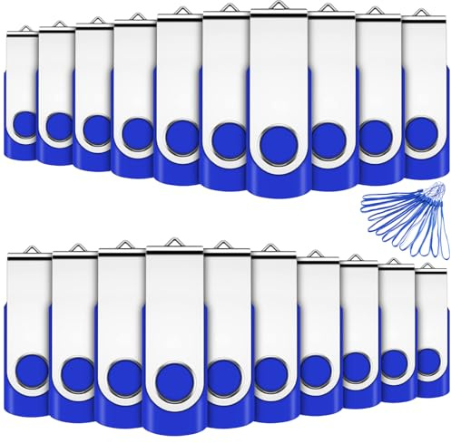 Lot de 20 clés USB 2.0 en vrac de 2 Go avec cordon Bleu