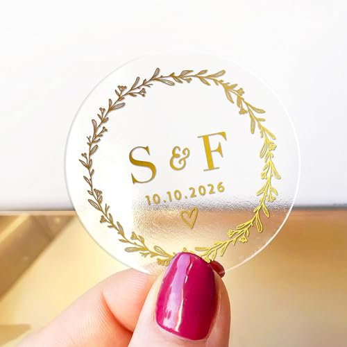 Custom Initial Monogram Stickers For Party Favors, Wedding Monogram Stickers For Envelopes, Gold Foil Stickers For Wedding Invitations - RW26