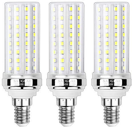 SAUGLAE 20W LED Corn Bulbs, 150W Incandescent Bulbs Equivalent, 6000K Daylight White, 2300Lm, E14 Small Edison Screw Light Bulbs, 3-Pack