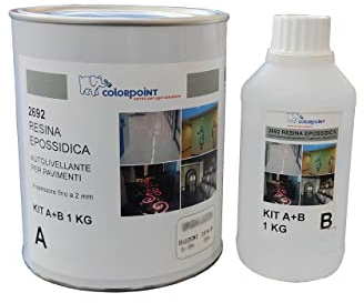 RESINA PER PAVIMENTI EPOSSIDICA BICOMPONENTE LUCIDA AUTOLIVELLANTE 1 Kg 6/8 Mq 1 Kg COLORI RAL (BIANCO RAL 9003)