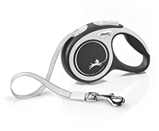 flexi® Comfort XS Gurt 3 m schwarz, Roll-Leine für kleine Hunde bis 12 kg. Nur 126 gr. leichte Taschenleine im Miniformat 8,2 x 13 cm, Griffgröße für 3-Finger