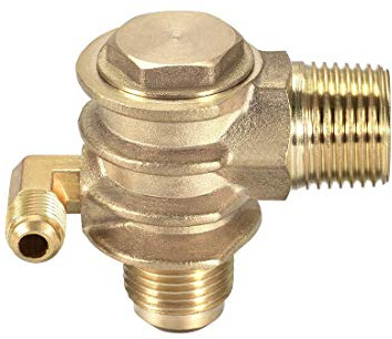 Rückschlagventil für Luftkompressor, G1 / 2 x 3/4-16 UNF x M10, 3-Wege-Druckluft-Zubehör, Messing