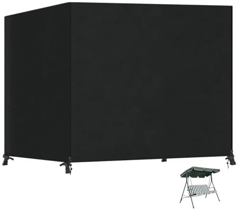 SanGlory Garden Swing Cover 3-Seater Waterproof Patio Hammock Covers with Zips, Heavy Duty Rip Proof Protective Cover for Outdoor Patio Swing Garden Hammock (210x150x150cm) - Black