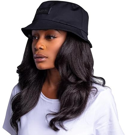 Hairbrella Wasserdichter Fischerhut für Damen und Herren, mit Satin gefüttert, UPF 50+, Regenhut, verstaubar, Outdoor, Schwarz, Einheitsgröße