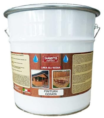 ZAMBOTTO VERNICI Finitura Cerata all'Acqua Trasparente per Legno da Interni ed Esterni da 0,75 Litri (Lucida 70 gloss)
