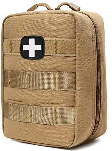 Kit de primeros auxilios EMT Medical IFAK, bolsa táctica Molle de emergencia para camping, hogar, coche, senderismo, caza (bronceado)